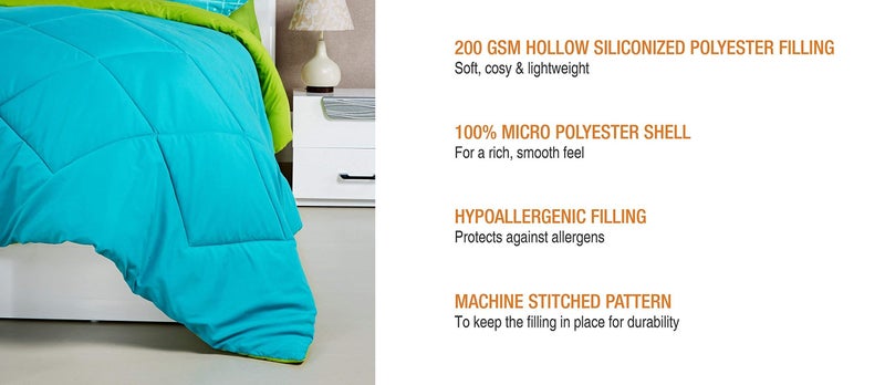 SHOPINGTRADE - Cotton Reversible Comforter, Double Bed ( Sky Blue & Green, 200 GSM) - Image 3