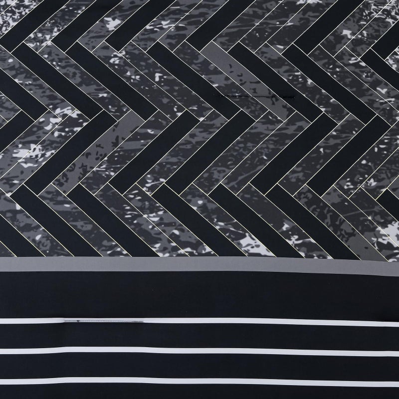 Luxudecor Black Comforter Set King Size, 7 Pieces Stripe Geometric Bed in a Bag, Geometric Comforter and Sheet Set, Soft Microfiber Complete Bedding Sets for All Seasons - Image 4