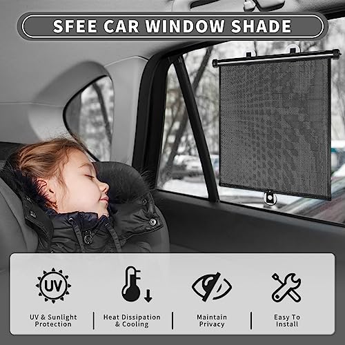 Sfee Car Window Shade for Side Windows 2 Pack Sun Shade Retractable for Car Blocks Heat and UV Rays Glare Protection Roller Sunshade Visor for Baby Kids Pets Passengers - Image 3