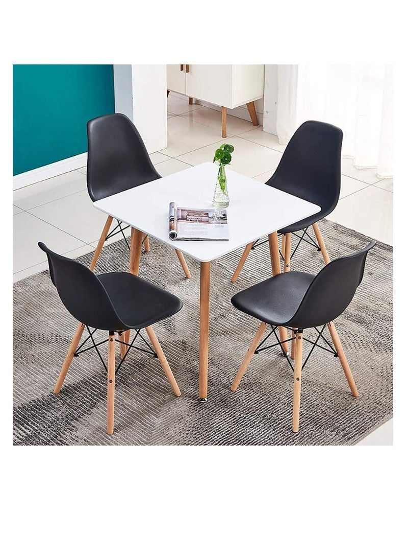 ECVV ECVV Dining Style Side Chair With Natural Wood Legs Eiffel Dining Room Chair Lounge Chair Eiffel Legged Base Molded Plastic Seat Shell Top Side Chairs |BLACK|  - Image 3