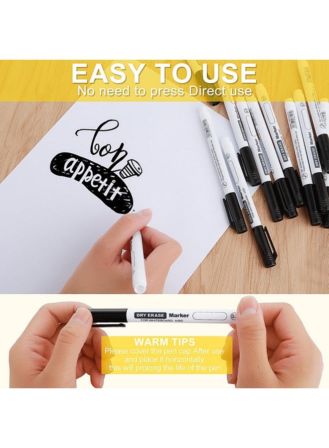 Sibba Black Dry Erase Markers Ultra Fine Tip, Pack Of 12, 0.7Mm, White Board Markers For School,Office,Home,Or Planning Dry Erase Board - Image 3