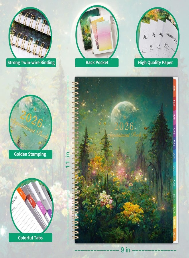 Pinchoco 2026 Appointment Book/Planner - Appointment Book 2026, Jan.2026 - Dec.2026, 9" x 11", Daily/Hourly Planner 2026 with 30-Minute Increments, Twin-Wire Binding + Colorful Tabs + Back Pocket, Dreaming - Image 3