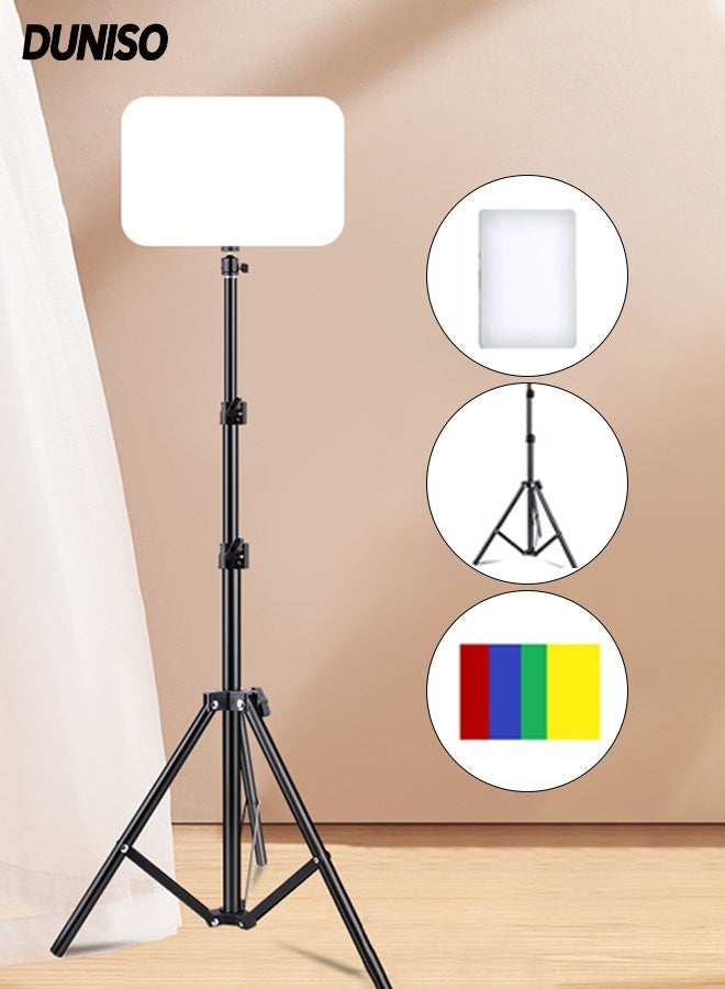6-Inch LED Photo Fill Light,Photography Studio Light,3 Color Temperature Adjustable,360° Rotation,Equipped with 4-Color Film, Tripod, and Phone Holder,for Video Recording, Streaming, Filming