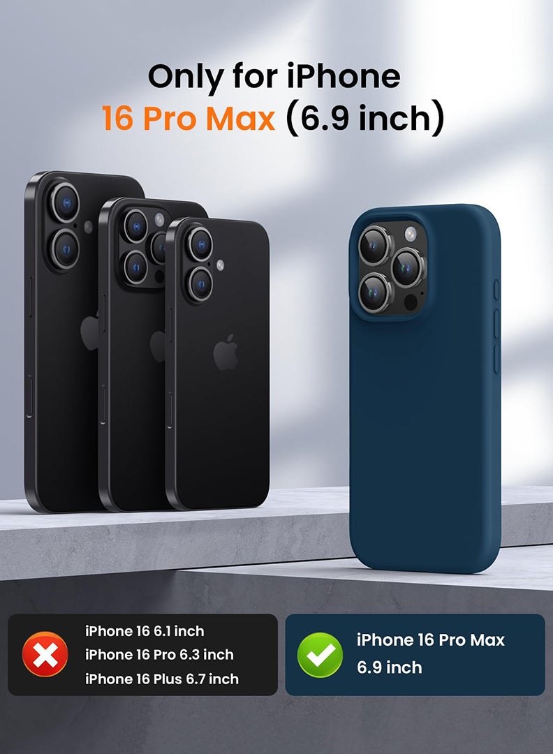 iPhone 16 Pro Max Blue Protective Slim Fit Case Liquid Silicone Cover with Full Body Protection Anti-Scratch Shockproof Case For iPhone - Offline Dino