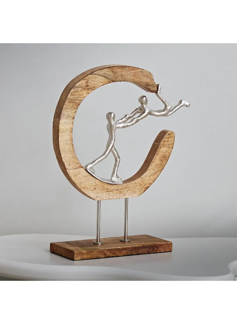 Home Box Odin Aluminium Enjoy Sculpture with Wooden Base 27 x 36 x 9 cm