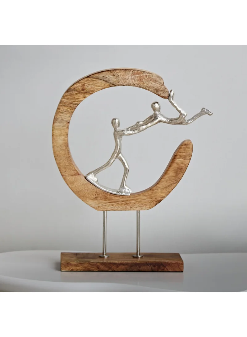 Home Box Odin Aluminium Enjoy Sculpture with Wooden Base 27 x 36 x 9 cm