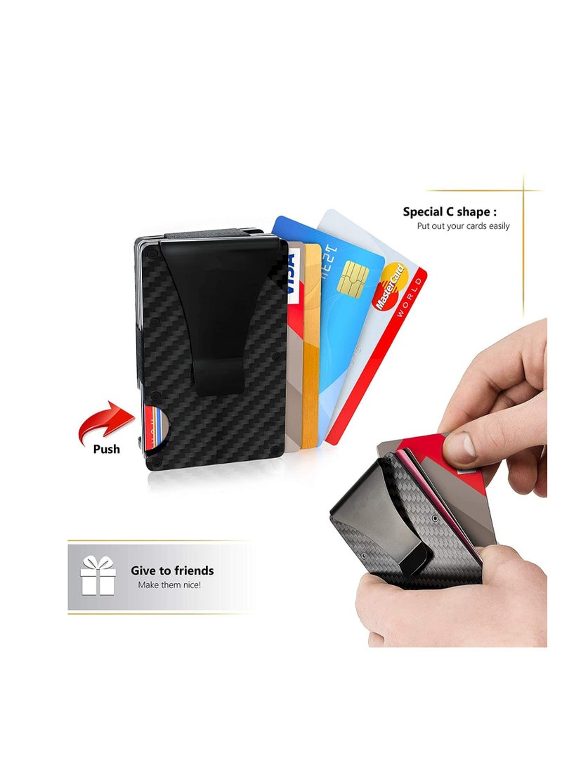 SYOSI - Carbon Fiber Wallet, Carbon Fiber Credit Card Holder, Metal Money Clip Wallet, RFID Blocking Minimalist Wallet, Cash Credit Card Holde Aluminum Wallet purse for Men & Women - Image 1