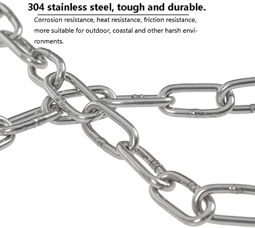 4every SUS304 Stainless Steel Chain Metal Chain Link Chain Small Light Duty Chain Utility Chain for Home Outdoor Camping Hanging Pet Chain Prevention Theft -Thickness 0.08 inches (2mm)- Length 9.8ft (3m) - Image 4