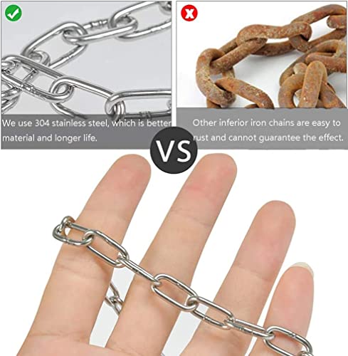4every SUS304 Stainless Steel Chain Metal Chain Link Chain Small Light Duty Chain Utility Chain for Home Outdoor Camping Hanging Pet Chain Prevention Theft -Thickness 0.08 inches (2mm)- Length 9.8ft (3m) - Image 3