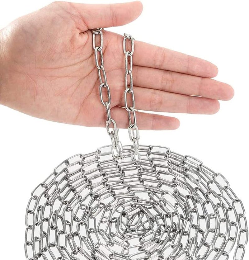 4every SUS304 Stainless Steel Chain Metal Chain Link Chain Small Light Duty Chain Utility Chain for Home Outdoor Camping Hanging Pet Chain Prevention Theft -Thickness 0.08 inches (2mm)- Length 9.8ft (3m) - Image 1