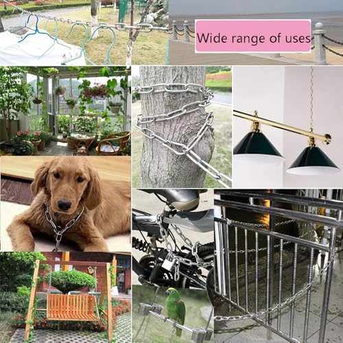 4every SUS304 Stainless Steel Chain Metal Chain Link Chain Small Light Duty Chain Utility Chain for Home Outdoor Camping Hanging Pet Chain Prevention Theft -Thickness 0.08 inches (2mm)- Length 9.8ft (3m) - Image 5