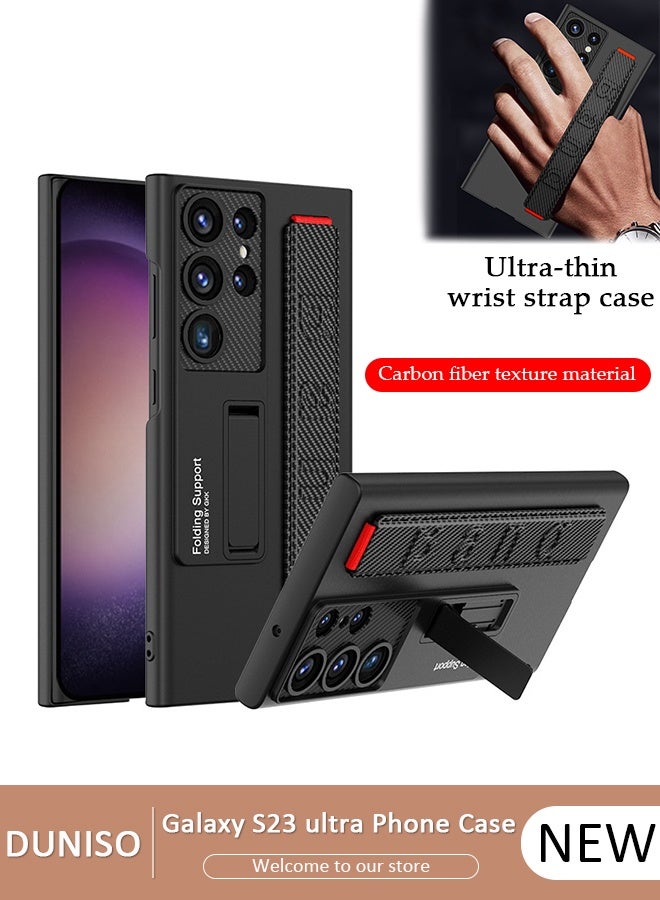 DUNISO Samsung Galaxy S23 Ultra Case, S23 Ultra Slim Stand Case, Galaxy S23 Ultra Case Supports Wireless Charging [Adjustable Stand, Anti-Drop, Anti-Fingerprint, All-Around Protection] Black - Image 1