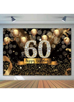 sensfun Happy 60Th Birthday Backdrop For Adult Party 8X6Ft Bokeh Circle Glitter Gold Balloon Photography Background Sixty Birthday Black Gold Party Backdrops Diamond 60Th Birthday Vinyl Photo Banner  - Image 3