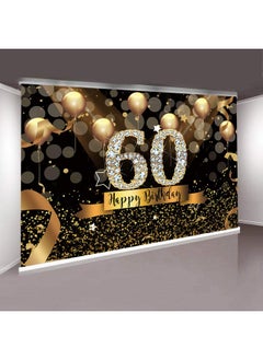 sensfun Happy 60Th Birthday Backdrop For Adult Party 8X6Ft Bokeh Circle Glitter Gold Balloon Photography Background Sixty Birthday Black Gold Party Backdrops Diamond 60Th Birthday Vinyl Photo Banner  - Image 4