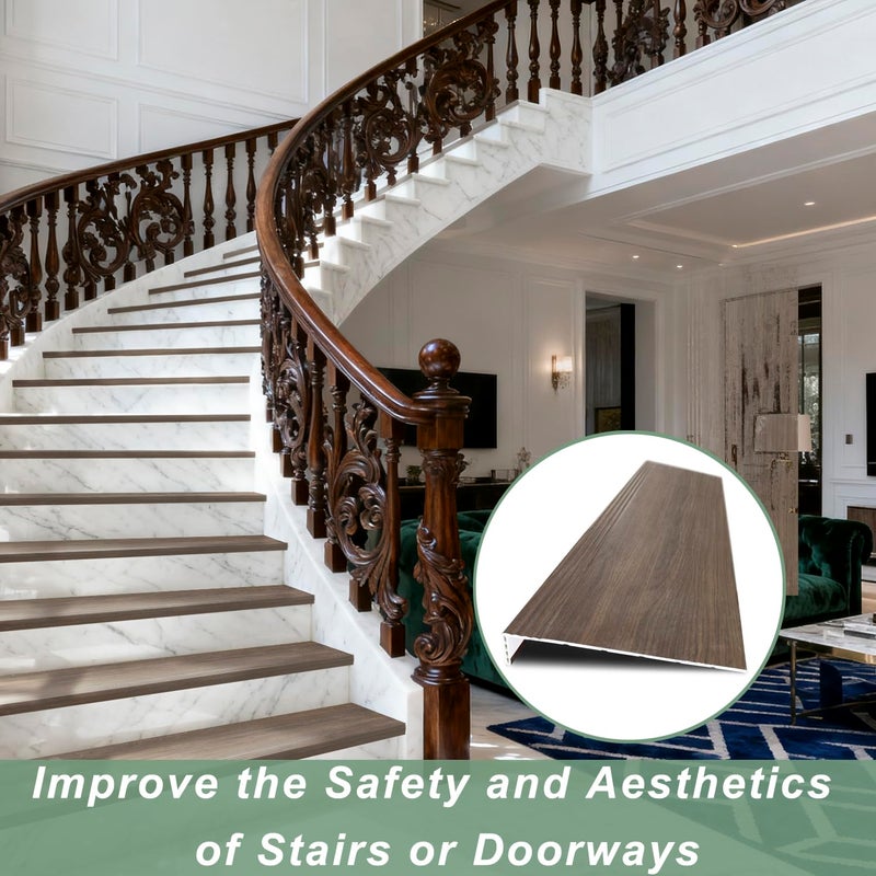 TRAIN2 ART Non Slip Stair Treads for Stair Remodel, 4 Pieces 47x11.8 inch Wood Plastic Composite Stair Treads for Home Decor with 2 inch Square Nose Profile Bullnose Wood Treads Caps (Dark) - Image 2