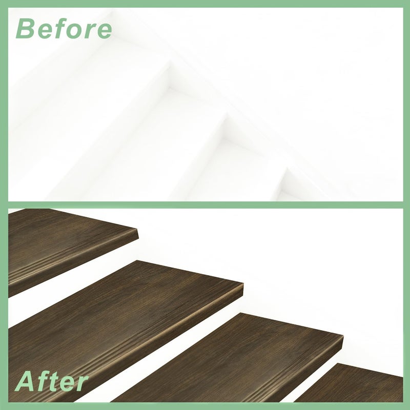 TRAIN2 ART Non Slip Stair Treads for Stair Remodel, 4 Pieces 47x11.8 inch Wood Plastic Composite Stair Treads for Home Decor with 2 inch Square Nose Profile Bullnose Wood Treads Caps (Dark) - Image 5
