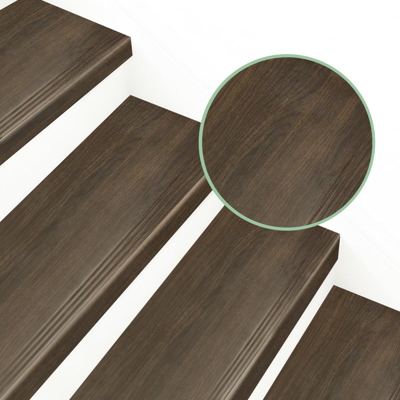 TRAIN2 ART Non Slip Stair Treads for Stair Remodel, 4 Pieces 47x11.8 inch Wood Plastic Composite Stair Treads for Home Decor with 2 inch Square Nose Profile Bullnose Wood Treads Caps (Dark) - Image 4