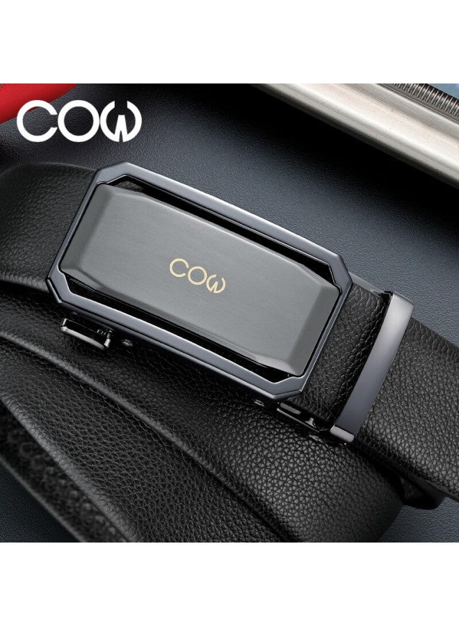 Cow Men's Belt, Top-layer Cowhide Automatic Buckle Waistband, Business Fashion Trouser Belt Gift Box, Birthday Present For Boyfriend - Image 1