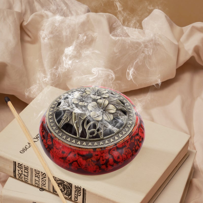 1Pc Ceramic Incense Burner Relief Crafted Censer Holder Desktop Decor for Home - Image 4