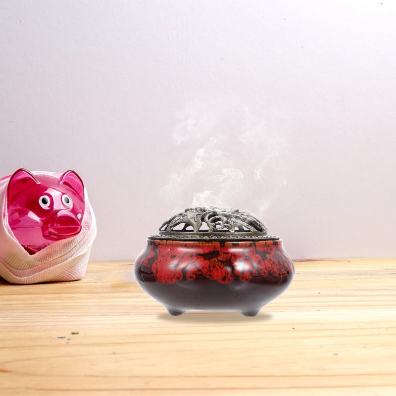 1Pc Ceramic Incense Burner Relief Crafted Censer Holder Desktop Decor for Home - Image 3