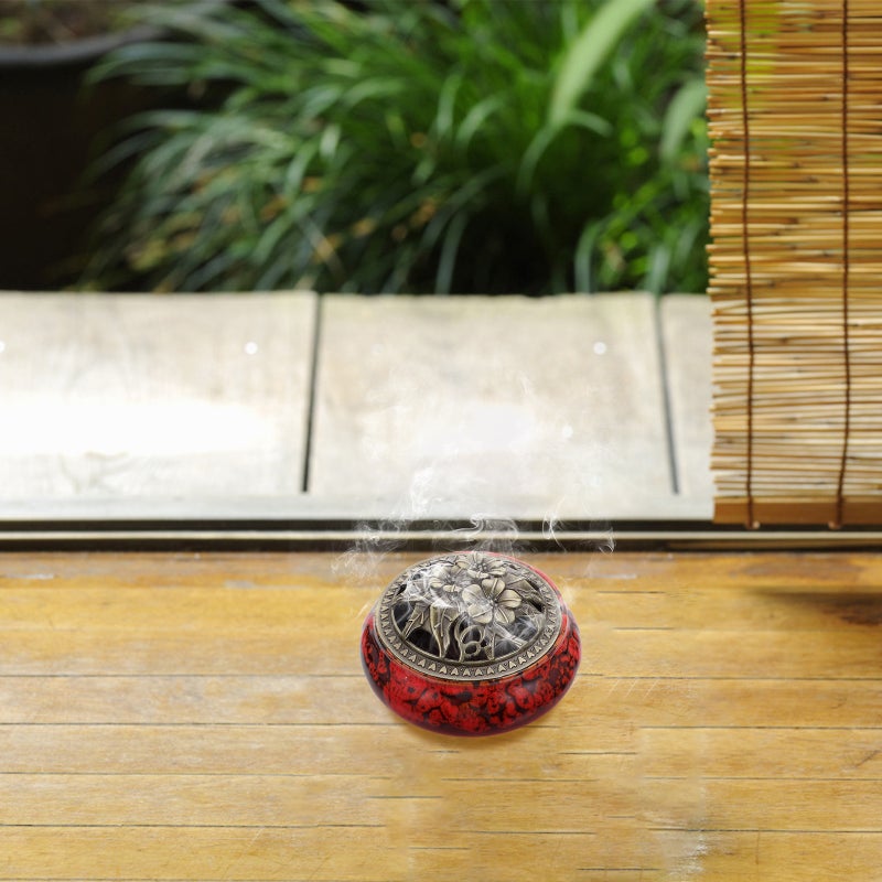 1Pc Ceramic Incense Burner Relief Crafted Censer Holder Desktop Decor for Home - Image 1