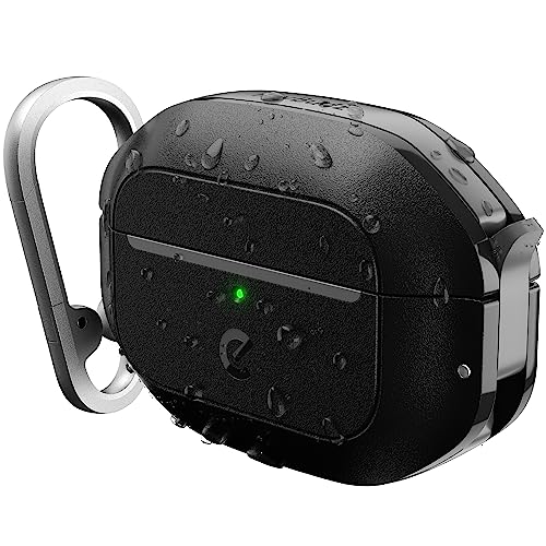 Keybudz for AirPods Pro 2 Case with Lock Fully Waterproof AirPods Pro 2nd Generation Case Cover Keychain Rugged Tough Protection Hard Shell and Carabiner for USBCLightning Carbon Black - Image 1