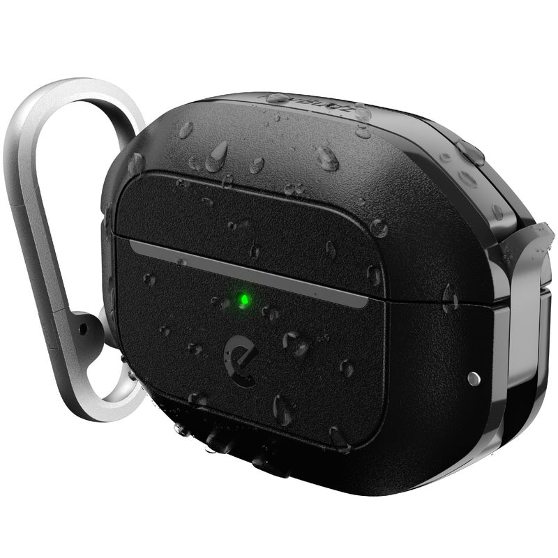 Keybudz for AirPods Pro 2 Case with Lock Fully Waterproof AirPods Pro 2nd Generation Case Cover Keychain Rugged Tough Protection Hard Shell and Carabiner for USBCLightning Carbon Black - Image 2
