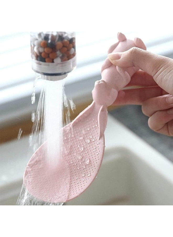 ملعقتين أرز من البلاستيك غير لاصقة – مغرفة أرز واقفة مقاومة للحرارة بشكل أرنب كرتوني لطيف، أدوات مطبخ عملية لا تخدش أواني الطهي - Image 5