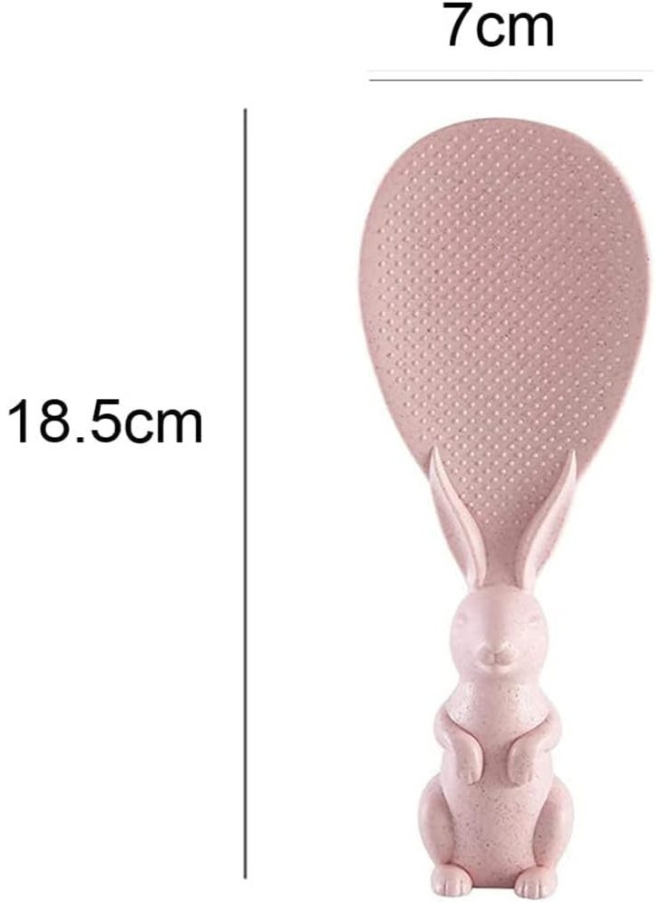 ملعقتين أرز من البلاستيك غير لاصقة – مغرفة أرز واقفة مقاومة للحرارة بشكل أرنب كرتوني لطيف، أدوات مطبخ عملية لا تخدش أواني الطهي - Image 3