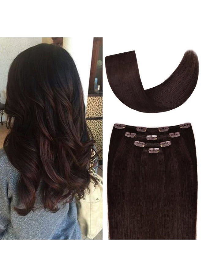 Winsky - 18" Clip in Hair Extensions Remy Human Hair for Women - Silky Straight Human Hair Clip in Extensions 60grams 4pieces Dark Brown #2 Color - Image 1