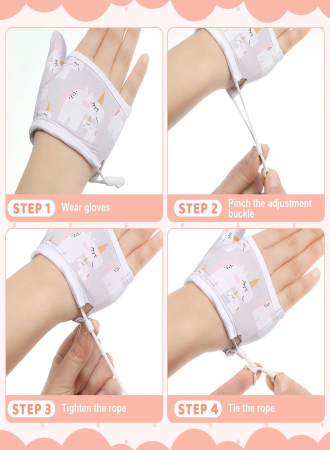 Seematn 4 Pairs Thumb Sucking Stop for Kids Breathable Thumb Suck Guard for Baby Toddler Stop Sucking Fingers Nail Biting Gloves(3-6 Years,Unicorn) - Image 4