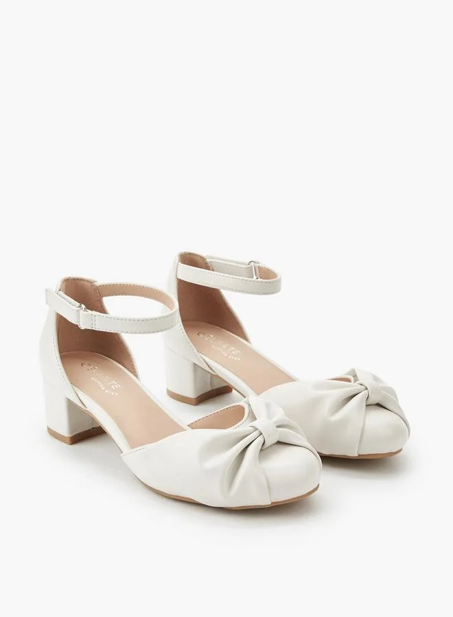 Girls Twisted Bow Detail Block Heel Sandals