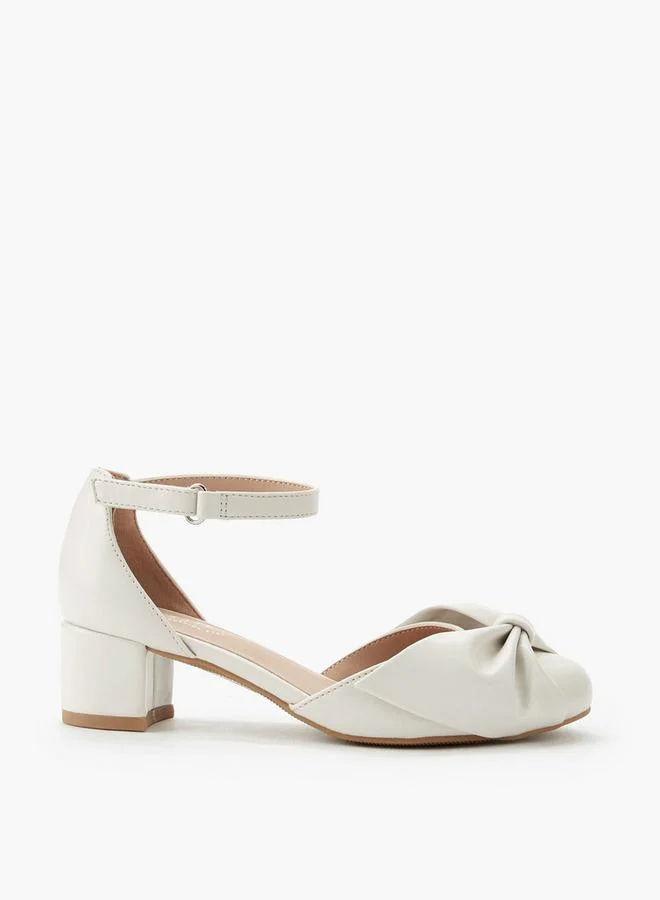 Celeste WHITE Girls Twisted Bow Detail Block Heel Sandals for Women | Best Price UAE