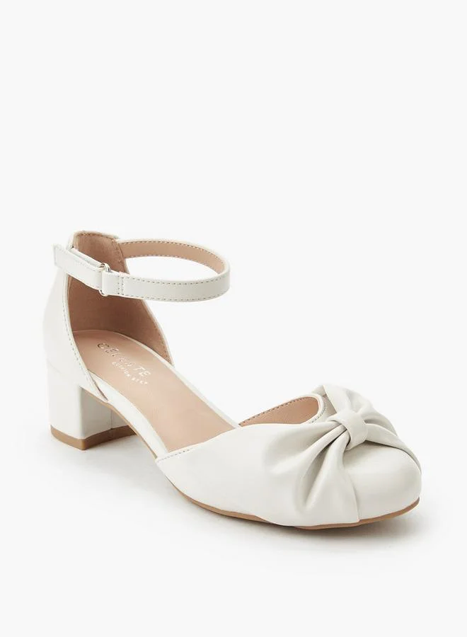 Celeste WHITE Girls Twisted Bow Detail Block Heel Sandals for Women | Best Price UAE