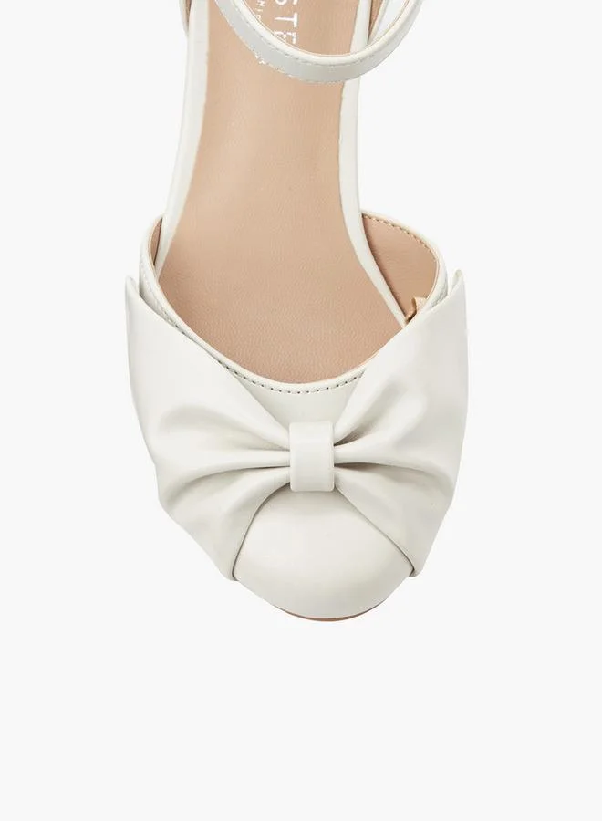 Celeste WHITE Girls Twisted Bow Detail Block Heel Sandals for Women | Best Price UAE