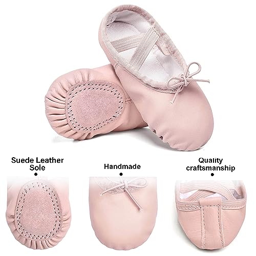 Stelle Girls Ballet Shoes Boys Toddler Soft Leather Dance Slippers for Toddler/Little Kid/Big Kid(Ballet Pink(with Lace), 6MT) - Image 5