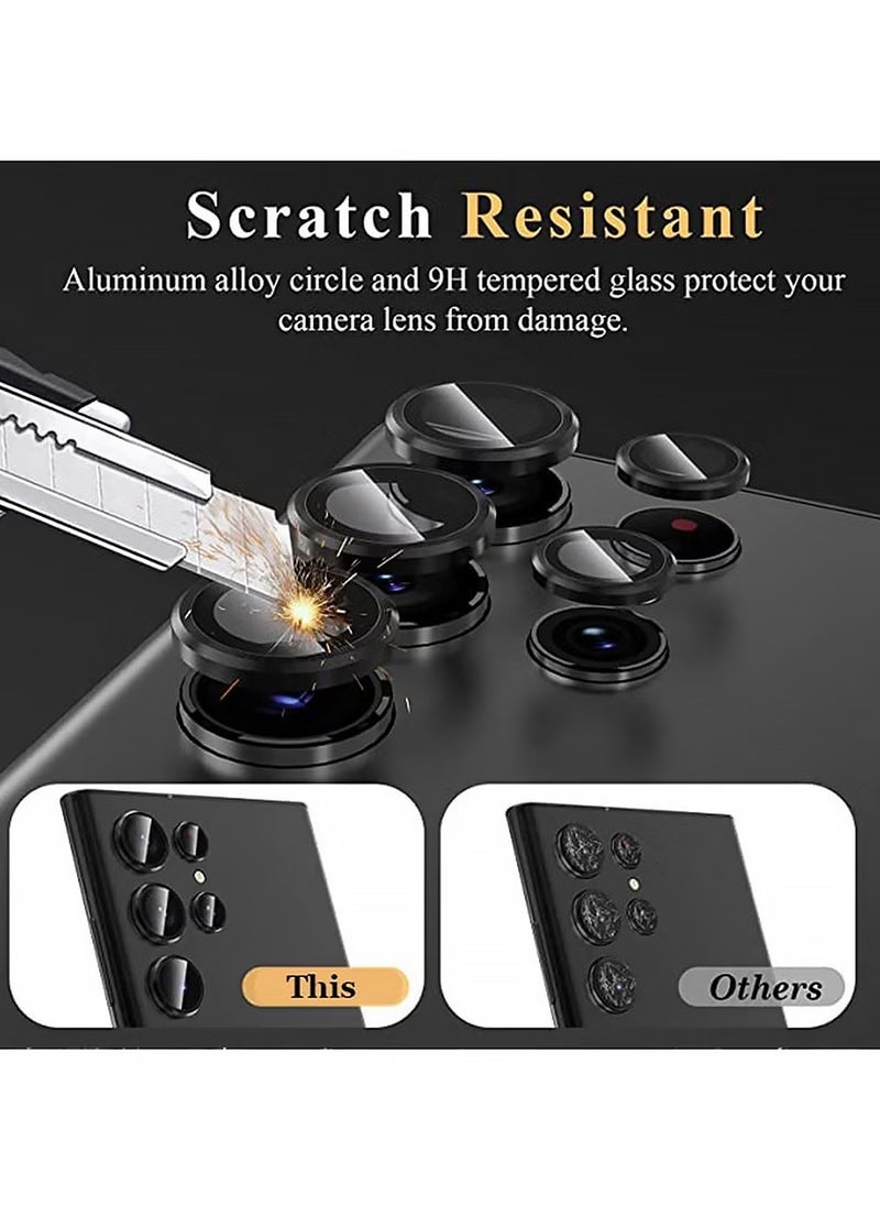 X-level Camera Lens Protector for Samsung Galaxy S25 Ultra, Scratch-Resistance [Strong Adsorption] Optical Grade Tempered Glass with Metal Individual Ring Camera Screen Cover [Black]  - Image 3