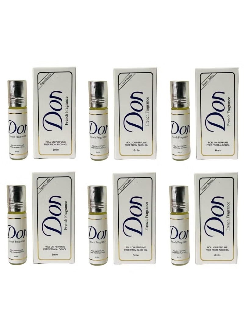6 حبه عطر دون مركز رول اون برفيوم خالي من الكحول - 6x6 مل