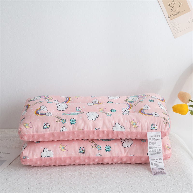 Cotton Bean Pillow Bubble Velvet Cartoon Children'S Pillow Core Cotton Kindergarten Nap Neck Protection Pillow Ab Double-Sided Comforting Pillow - Image 3
