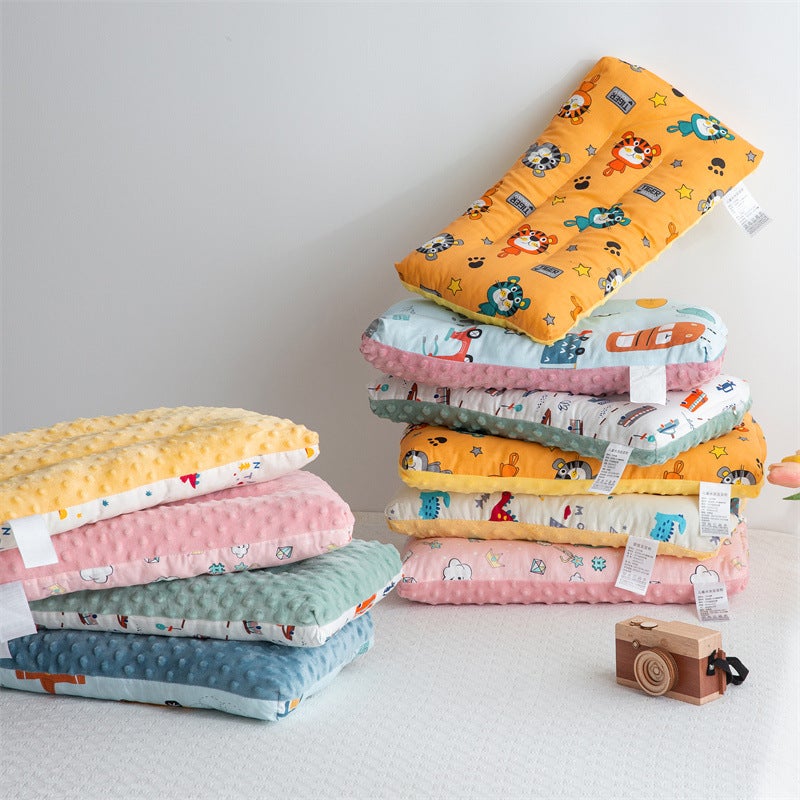 Cotton Bean Pillow Bubble Velvet Cartoon Children'S Pillow Core Cotton Kindergarten Nap Neck Protection Pillow Ab Double-Sided Comforting Pillow - Image 2