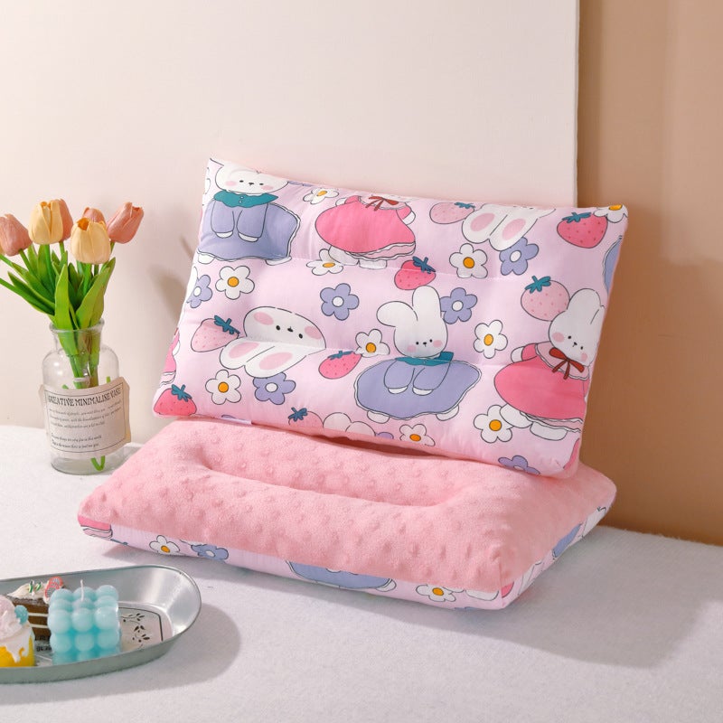 Cotton Bean Pillow Bubble Velvet Cartoon Children'S Pillow Core Cotton Kindergarten Nap Neck Protection Pillow Ab Double-Sided Comforting Pillow - Image 1
