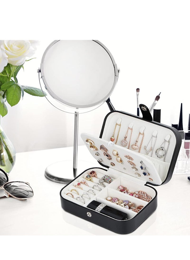 Excefore Jewelry Box, Travel Jewelry Organizer Cases with Doubel Layer for Women’s Necklace Earrings Rings and Travel Accessories, Black - Image 2