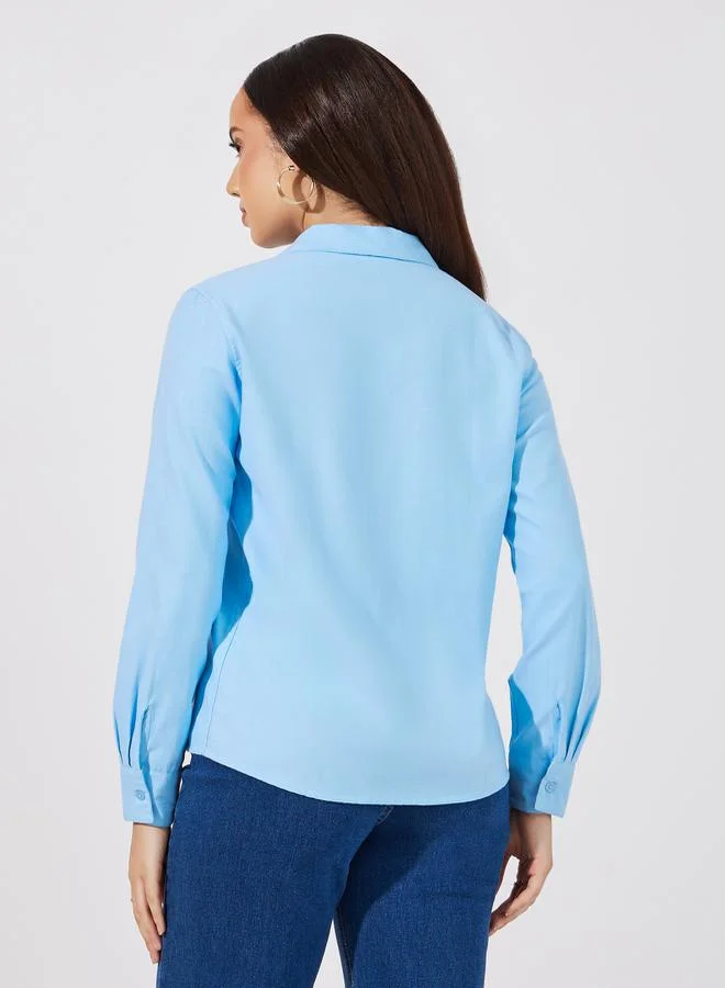 Styli Button Down Collar Neck Loose Fit Shirt