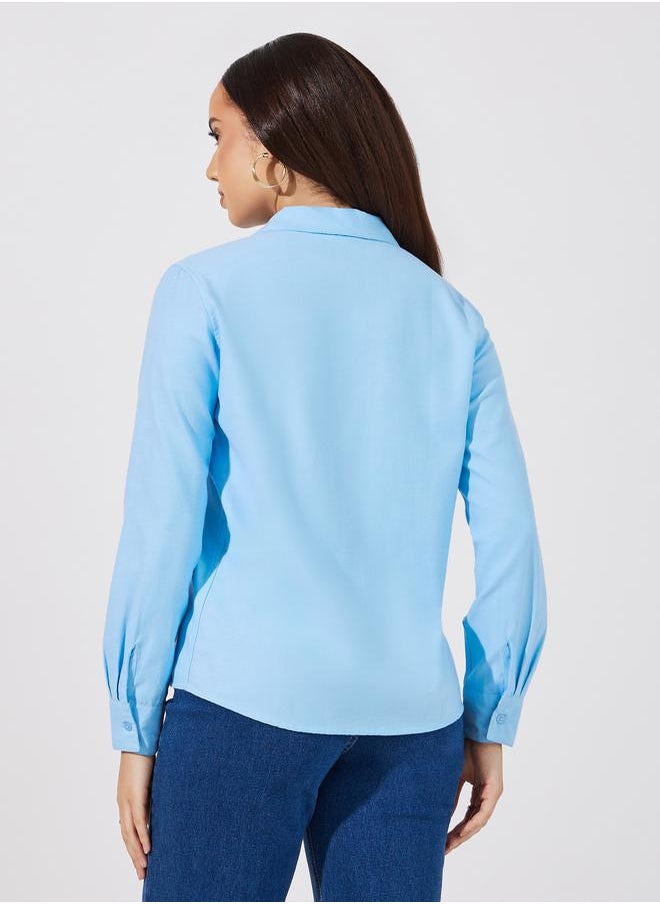 Styli Button Down Collar Neck Loose Fit Shirt  - Image 4