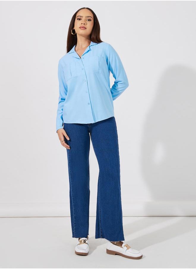 Styli Button Down Collar Neck Loose Fit Shirt  - Image 2