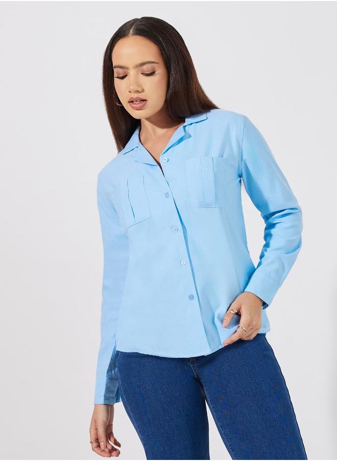 Styli Button Down Collar Neck Loose Fit Shirt  - Image 1