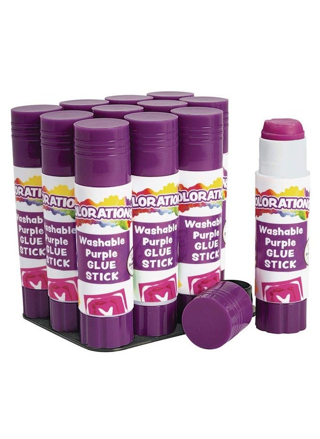 Colorations ® أعواد غراء أرجوانية صغيرة قابلة للغسل وقابلة للاختفاء في صينية، مجموعة من 12 قطعة، 0.32 أونصة، غير سامة وخالية من الأحماض، يسهل رؤيتها في مكان وضعها وتجف بشكل شفاف، للاستخدام في المدرسة أو المنزل أو المكتب  - Image 1