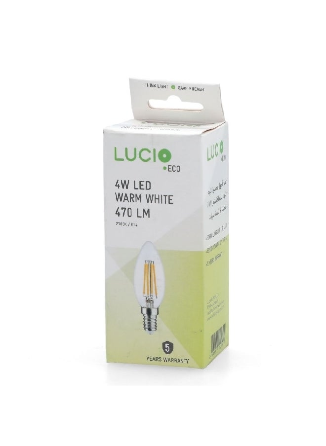 Lucio Eco 4W 2700K 470LM E14 Filament LED Bulb Warm White 12 x 5 x 4.8 cm L-BL-0110-4W-T  - Image 4
