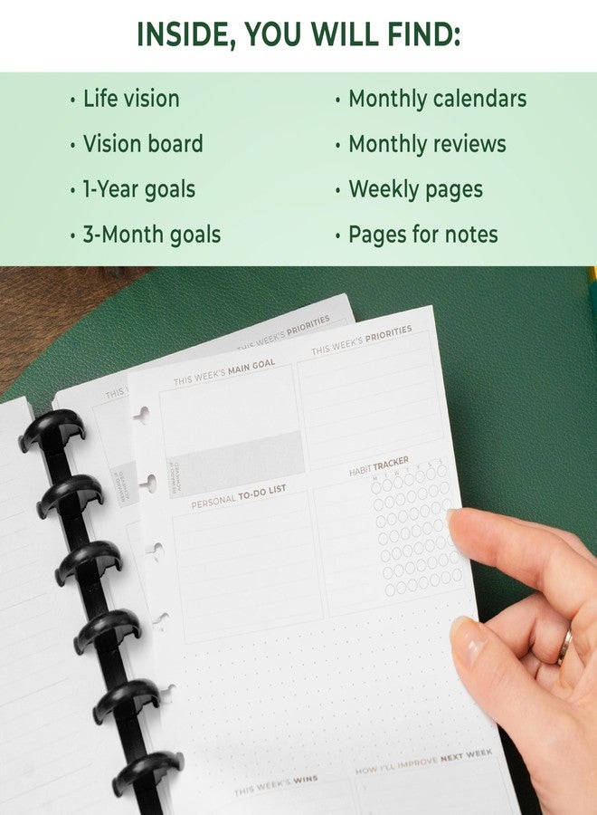 Clever Fox Disc-Bound Weekly Planner - Undated Monthly Notebook with Habit Tracker, Productivity Journal - Life, Work & Goal Organizer, 6.5 x 8.4" (Forest Green) - Image 5