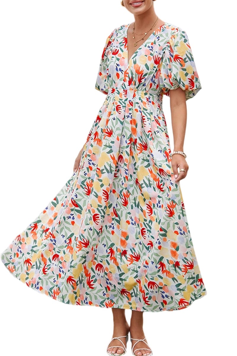 Maxigerui Women's Summer Floral Maxi Dress Spring Wedding Guest Dress 2026 Multi Floral XL - Image 1
